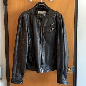 Genuine Leather Biker Jacket Cafe racer Brown
